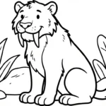 coloriage Smilodon a imprimer pour enfant de 4 ans