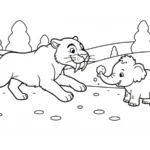 coloriage Smilodon à imprimer pour enfant de 2 ans