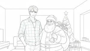 coloriage Saja Boys Noel à imprimer pour enfant de 8 ans