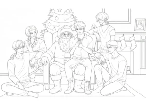 coloriage Saja Boys Noel gratuit à imprimer