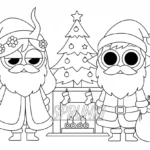 imprimer coloriage Sprunki Noel pour enfant
