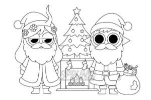 imprimer coloriage Sprunki Noel pour enfant