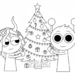 coloriage Sprunki Noel pour enfant de à imprimer