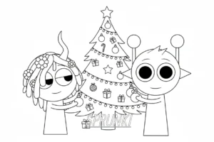 coloriage Sprunki Noel pour enfant de à imprimer
