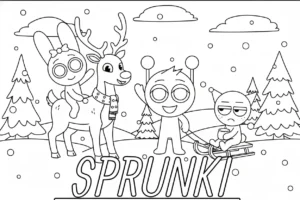 coloriage Sprunki Noel pour enfants à télécharger