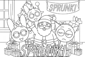 coloriage Sprunki Noel pour enfants à télécharger