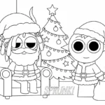 coloriage Sprunki Noel pour enfant de à imprimer