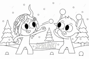 coloriage Sprunki Noel à imprimer a4