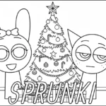 coloriage Sprunki Noel et decoupage
