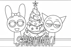 coloriage Sprunki Noel et decoupage