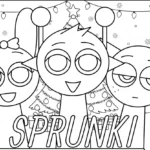 coloriage Sprunki Noel à imprimer pour enfant de 8 ans