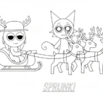 coloriage Sprunki Noel à imprimer pour enfant de 9 ans