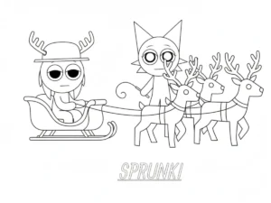 coloriage Sprunki Noel à imprimer pour enfant de 9 ans