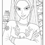 coloriage Huntrix Noël a imprimer gratuit
