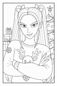coloriage Huntrix Noël a imprimer gratuit