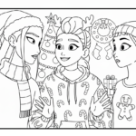 coloriage Huntrix Noël à imprimer pour enfant de 6 ans