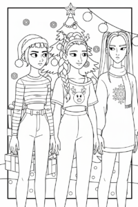 coloriage Huntrix Noël de pour enfants