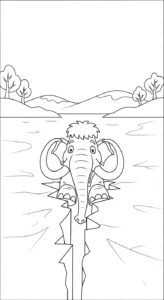 coloriage Mammouth et decoupage a imprimer gratuit
