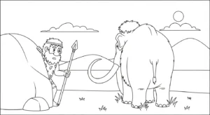 coloriage Mammouth à imprimer kawaii