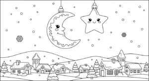 coloriage Noël Kawaii updated à imprimer kawaii