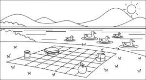 coloriage Pique Nique pour enfant de 5 ans