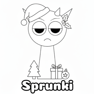 coloriage Sprunki Noël pour enfants à imprimer