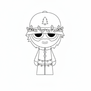 coloriage Sprunki Noël à imprimer pour enfant de 7 ans