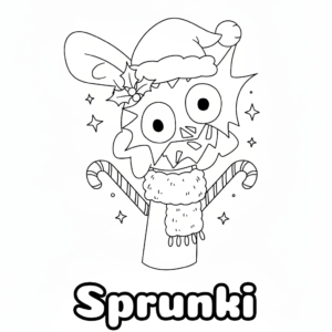 coloriage Sprunki Noël pour enfants à imprimer