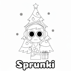 coloriage Sprunki Noël pour enfants à télécharger