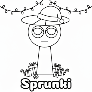coloriage Sprunki Noël à imprimer pour enfant de 7 ans