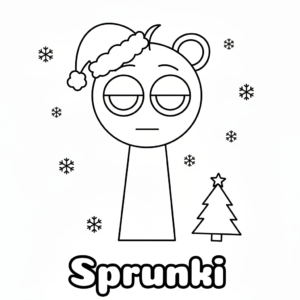 coloriage Sprunki Noël à imprimer pour enfant de 10 ans