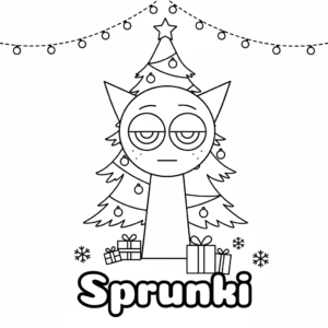 coloriage Sprunki Noël a imprimer pour enfant de 4 ans