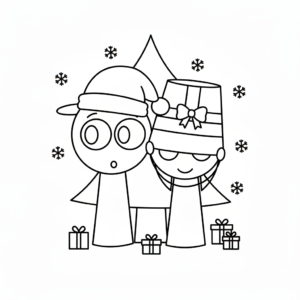 coloriage Sprunki Noël pour enfant