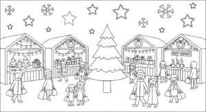 coloriage Village de Noël updated a colorier en ligne gratuitement