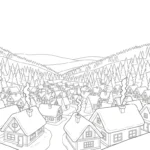coloriage Village de Noël updated et apprentissage