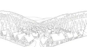 coloriage Village de Noël updated et apprentissage