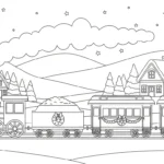 coloriage Village de Noël updated pour enfants à imprimer