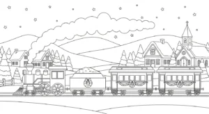 coloriage Village de Noël updated pour enfants à imprimer