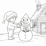 coloriage Village de Noël updated educatif pour enfant