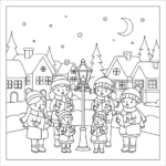 coloriage Village de Noël updated gratuit pour enfants
