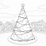 coloriage Village de Noël updated pour enfants à imprimer