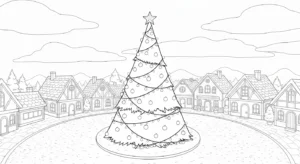 coloriage Village de Noël updated pour enfants à imprimer