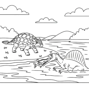 coloriage Ankylosaurus et decoupage a imprimer gratuit