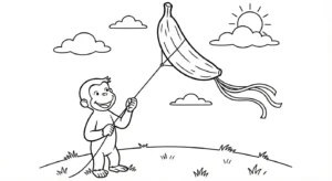 coloriage Curious George à imprimer pour enfant de 9 ans