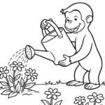 coloriage Curious George pour enfant de 7 ans