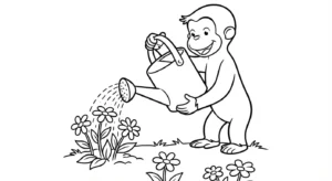 coloriage Curious George pour enfant de 7 ans