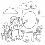 coloriage Curious George à imprimer pour enfant de 7 ans