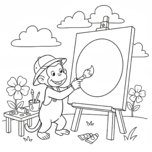 coloriage Curious George à imprimer pour enfant de 7 ans