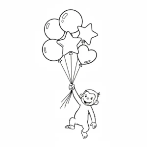coloriage Curious George à imprimer kawaii