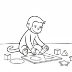 coloriage Curious George a imprimer pour enfant de 4 ans